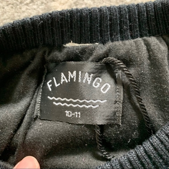 Flamingo Faux Fur Striped Sweatshirt Girls 10/11 - Picture 3 of 3